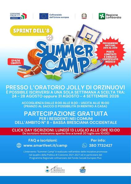 Summer Camp 2026 – Sprint dell'8: iscrizioni aperte dal 13 luglio